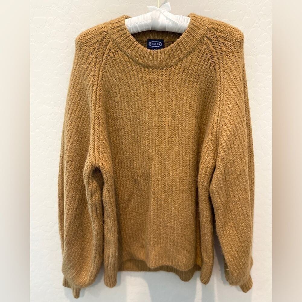 SCOOP | Golden Brown Acrylic Chunky Oversized Boxy Crewneck Sweater | XS